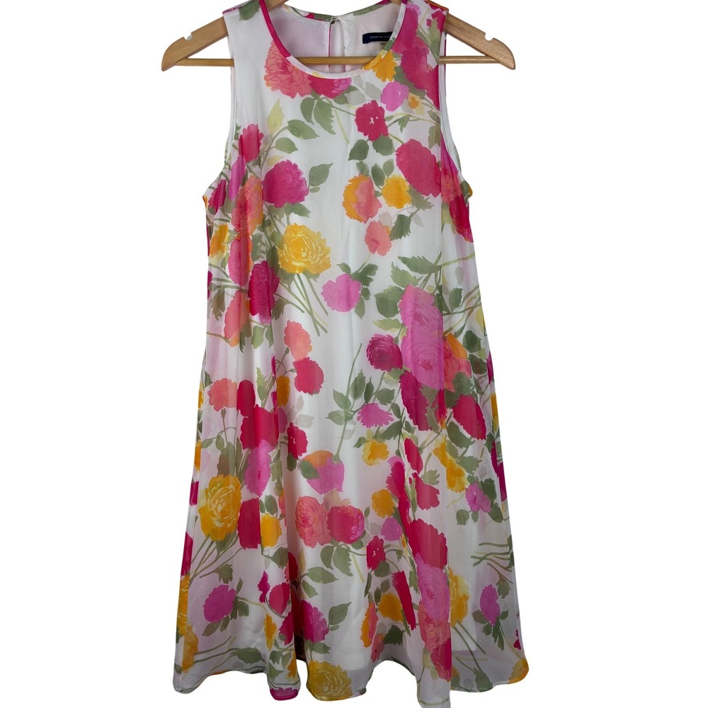 Tommy Hilfiger Floral Chiffon Sleeveless Shift Dress Lined Women's Size 6